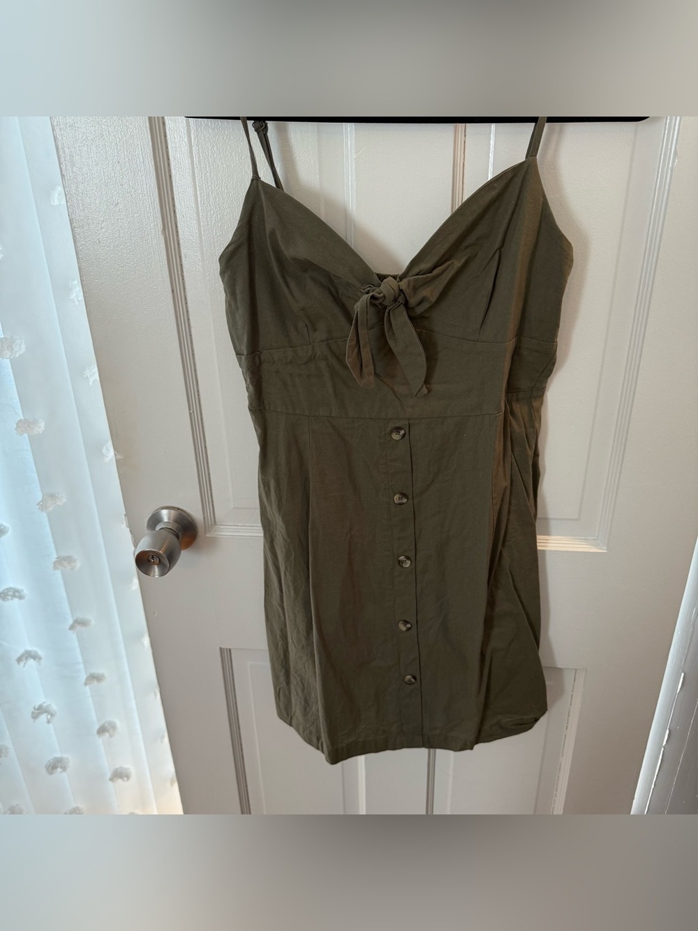 Planet Gold Olive Green Tie-Front Mini Dress